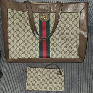 Gucci Beige and Brown Tote with Pouch